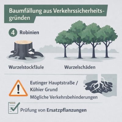Eutinger Hauptstraße: Vier Robinien aus Sicherheitsgründen zu fällen